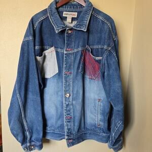 Vintage Platinum FUBU Denim Jacket Men's Size L Hip Hop Y2K Red Stitch Rare Jean